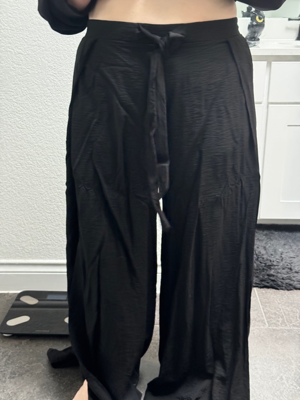 FOXBLOOD Wide Leg Drawstring Pants - Black